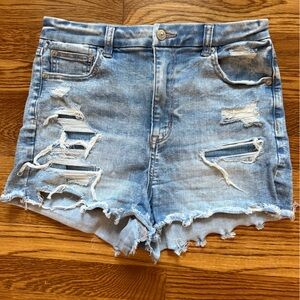 American Eagle Outfitters Distressed Jean Shorts Curvy Hi-Rise Shortie